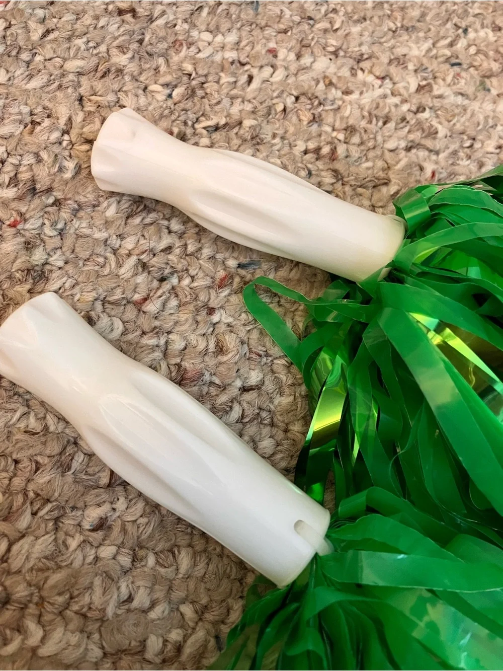 Set of 2 Green/Metallic Cheerleading Pom Poms